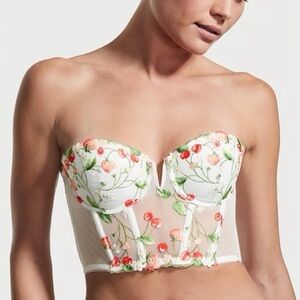 Victoria’s Secret Embroidered Strawberry Cherry Bustier 🍒